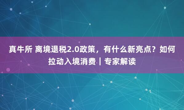 真牛所 离境退税2.0政策，有什么新亮点？如何拉动入境消费｜专家解读